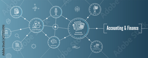 Accountant or Accounting Icon Set & Web Header Banner
