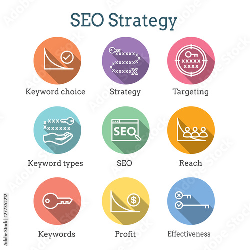 SEO Strategy - Search engine optimization concept - keywords, etc