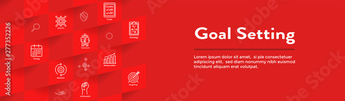 Smart Goals or Goal Setting Icon Set and Web Header Banner