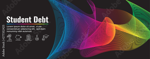 Student Debt and Loan Icon Set & Web Header Banner