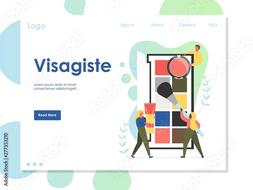 Visagiste vector website landing page design template