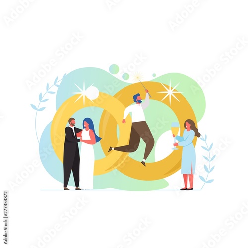 Wedding concept vector flat style design illustration