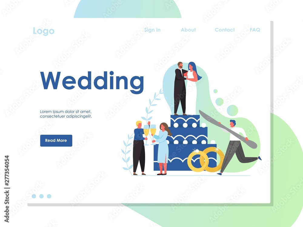 Wedding vector website landing page design template