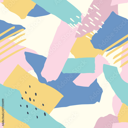 Abstract vector seamless pattern, background with papercut elements and texture. Suitable for creating greeting cards, invitations, banners, web, flyers, backgrounds, covers, brochures, posters.