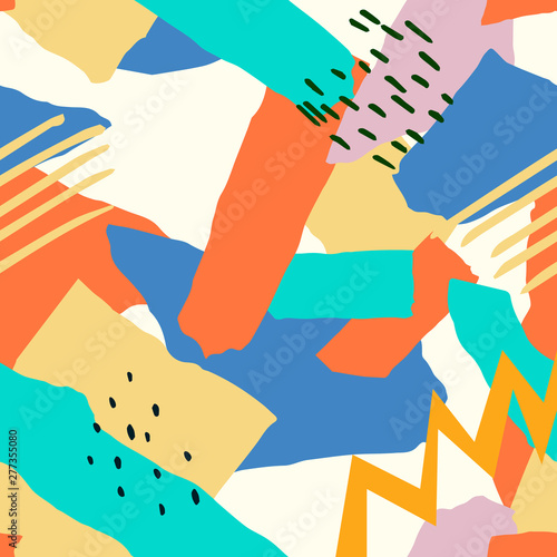 Abstract vector seamless pattern, background with papercut elements and texture. Suitable for creating greeting cards, invitations, banners, web, flyers, backgrounds, covers, brochures, posters.