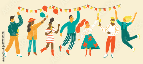 Quadro em tela People celebrating party concept
