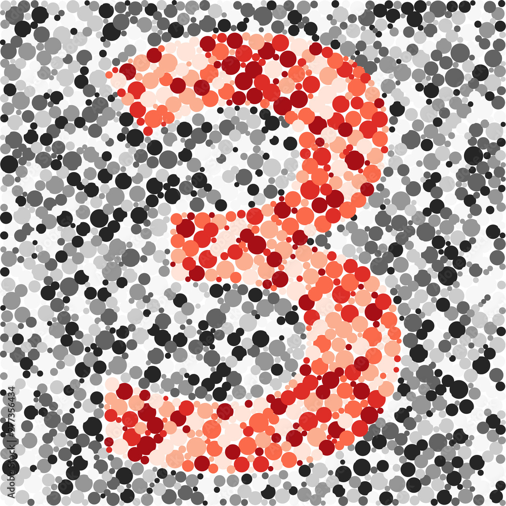 Digit 3 color distributed circles dots illustration Digit 3 color distributed circles dots illustration