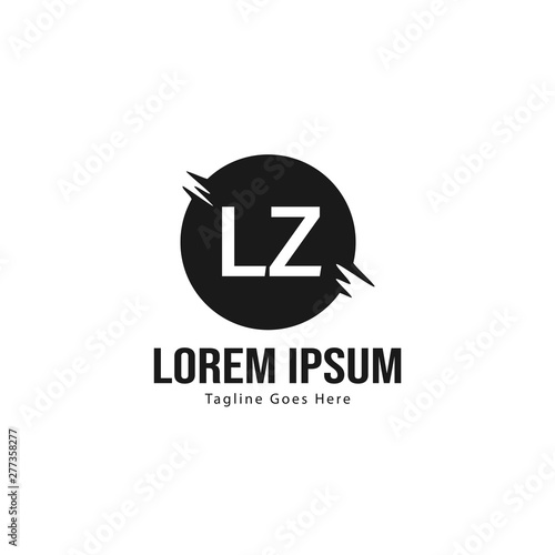 Initial LZ logo template with modern frame. Minimalist LZ letter logo vector illustration