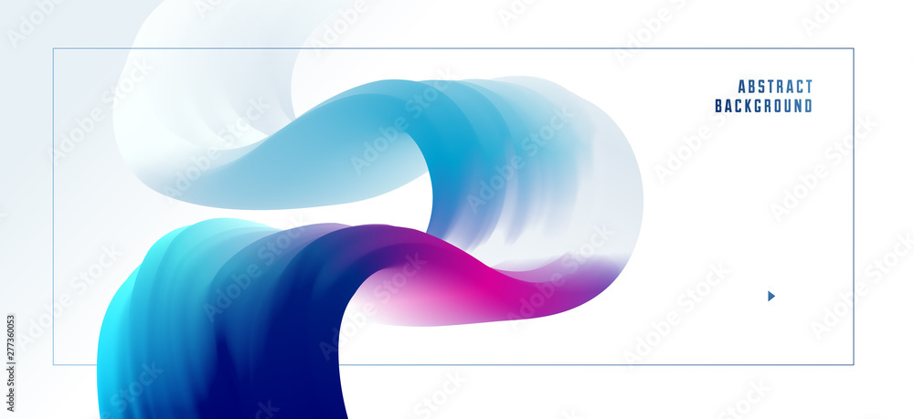 3D fluid gradient color vector abstract background, dimensional dynamic shape in motion, flowing colors design element, trendy modern style. - obrazy, fototapety, plakaty 