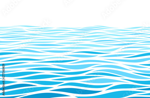 Fotografie, Obraz Blue water waves perspective landscape