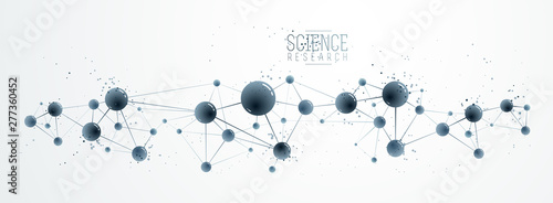 Vector molecules scientific chemistry and physics theme vector abstract background, micro and nano science and technology theme, atoms and microscopic particles.
