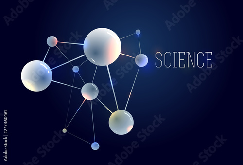 Molecules and atoms vector abstract background, science chemistry and physics theme illustration, micro and nano research and technology theme, microscopic particles.