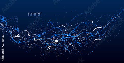 Particle flow array colorful vector abstract background, life forms bio theme microscopic design, dynamic dots elements in motion.