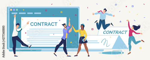 Entrepreneurs Celebrating Contract Signing Vector
