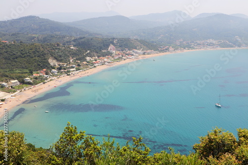 Panoramic view of Agios Georgios beach corfu greece