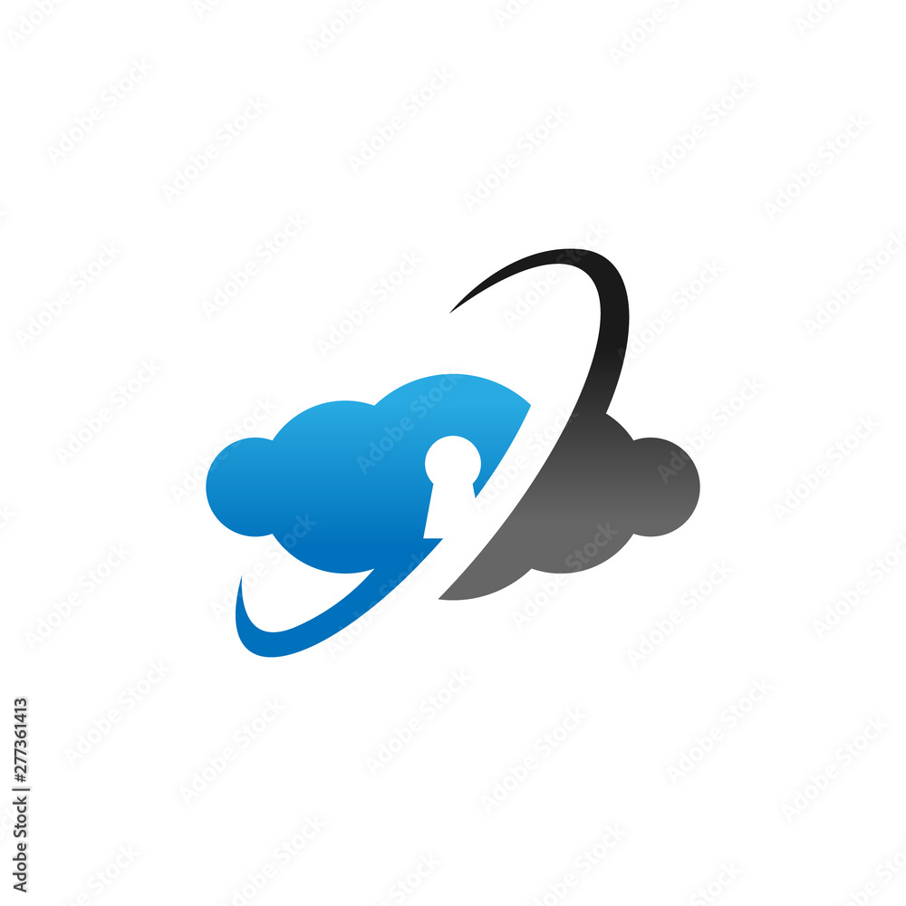 Cloud computing security technology design concept logo Cloud computing security technology design concept logo