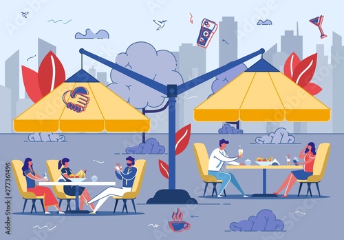 People Eating Out in Public Place Sitting at Table