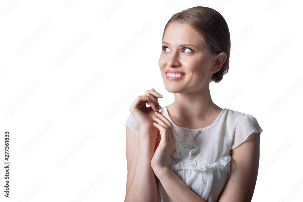 Portrait of beautiful young woman isolated on white background Portrait of beautiful young woman isolated on white background
