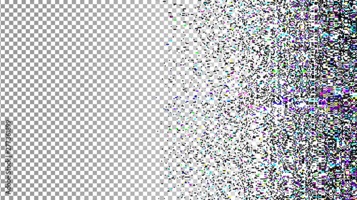 Glitch background. Grunge texture. Unusual glitch. Computer screen error. Digital pixel noise. Abstract design. Television signal fail. Data decay. Monitor technical problem.