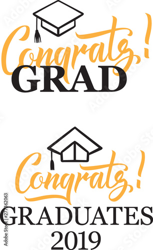 Class of congratulations graduates 2019 hand written lettering. Vector illustration for your design