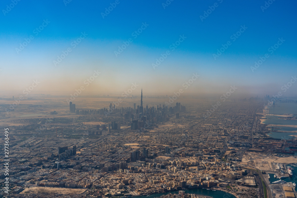 Dubai cityscape at daytime from the sky