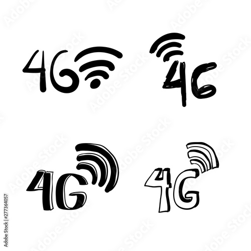 doodle 4g symbol handdrawn style icon
