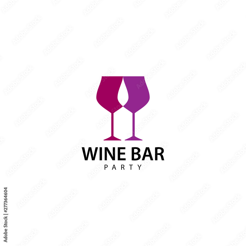 Wine Bar Party Logo Design Wine Bar Party Logo Design