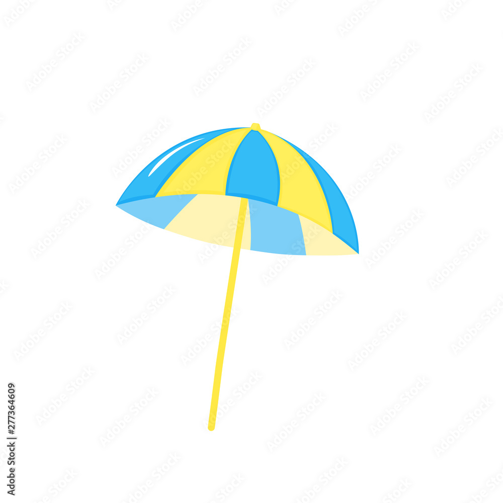 Beach Umbrella blue and yellow. The symbol of a holiday by the sea