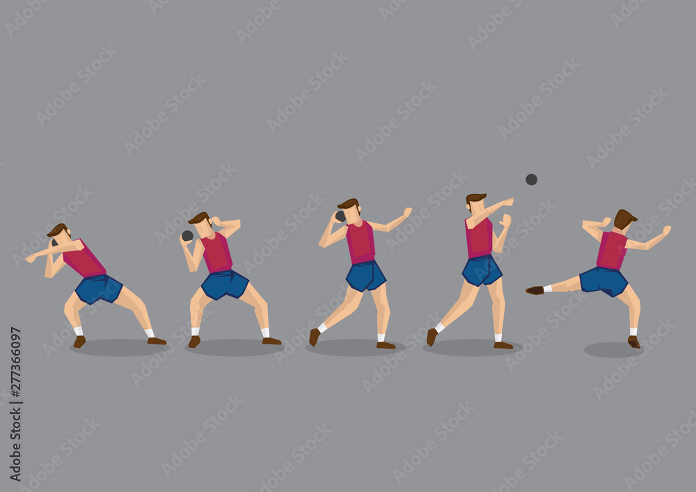 Shot Put Action Sequence Vector Character Illustration Stock Vector