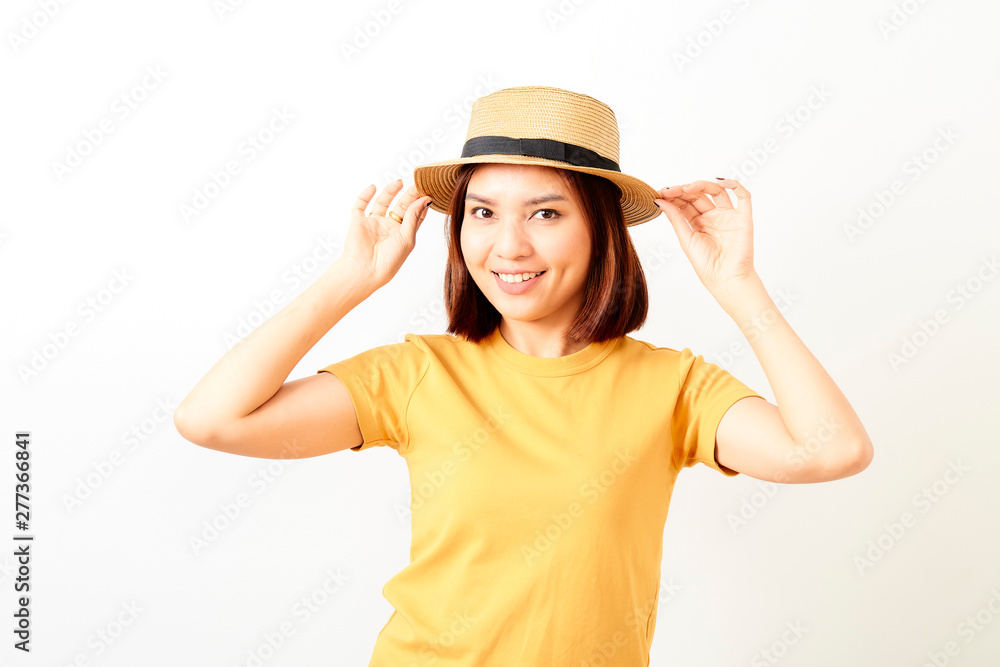 Young Woman Standing Against White Background Young Woman Standing Against White Background