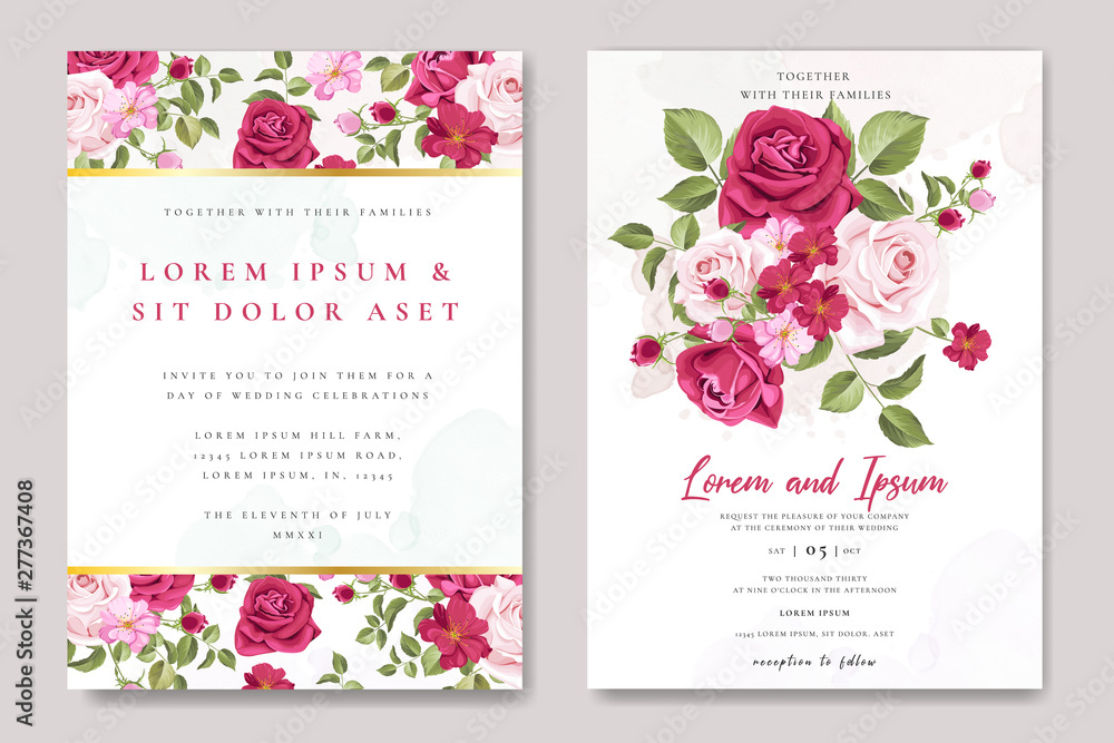 beautiful wedding invitation card floral frame template