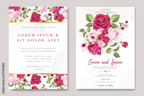 beautiful wedding invitation card floral frame template