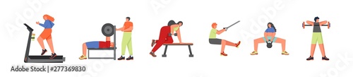 People doing sports, vector flat isolated illustration
