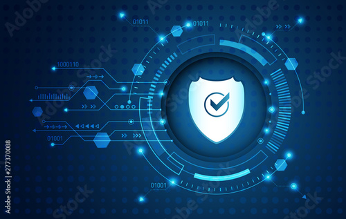 Abstract security digital technology background. Internet and networking protection. Cyber security concept, circuit board and padlock. System privacy vector illustration.