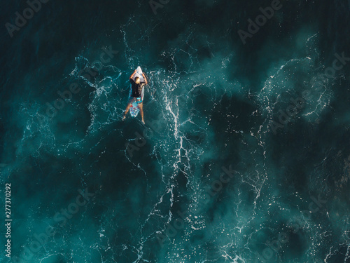 Aerial view of surfer