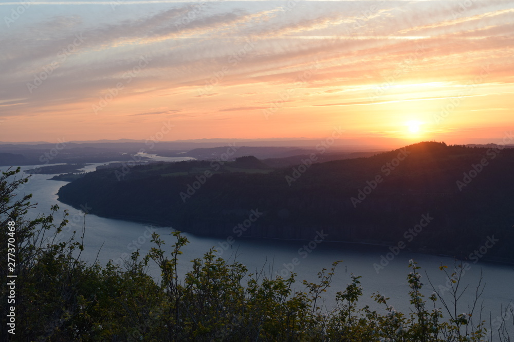 Sunset over the Columbia River Gorge, Oregon