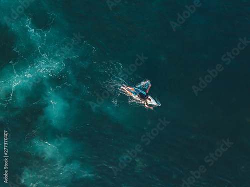 Aerial view of surfer