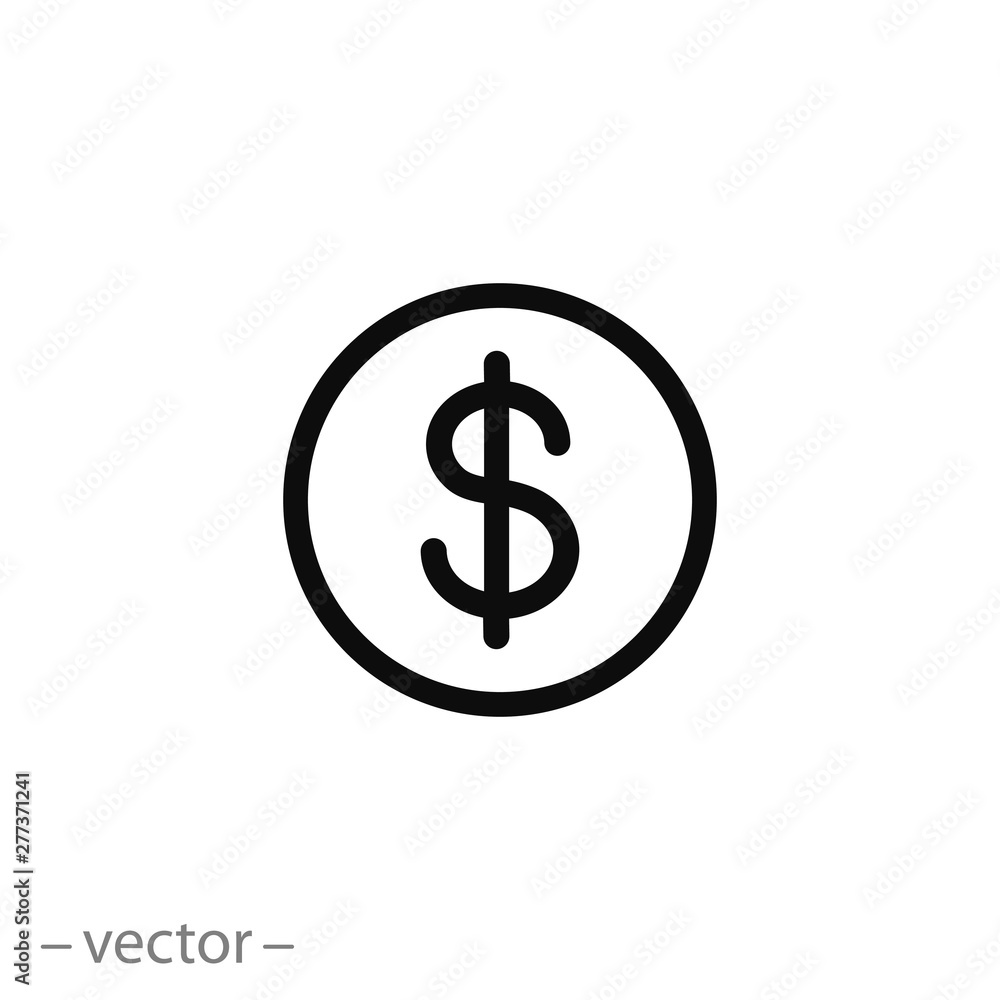 dollar icon, money thin line symbol for web and mobile phone on white background - editable stroke vector illustration eps10 dollar icon, money thin line symbol for web and mobile phone on white background - editable stroke vector illustration eps10