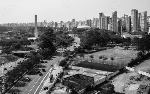 Sao Paulo skyline in black and white