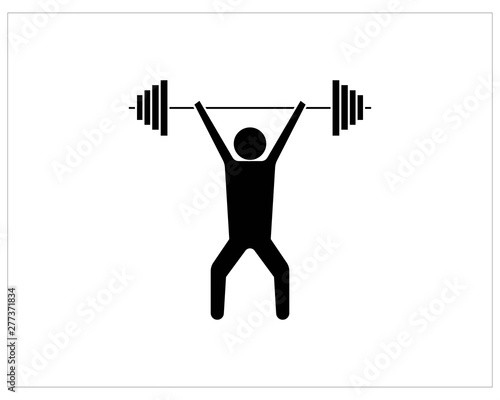 Military press black icon. Gym, bodybuilding, fitness monochrome icon.- vector