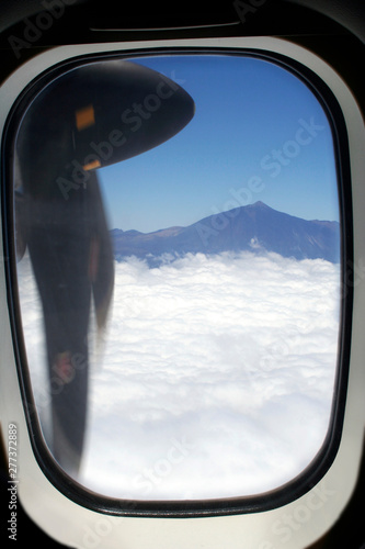 propeller airplane flying past Tenerife