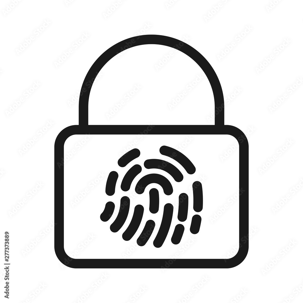 lock fingerprint - minimal line web icon. simple vector illustration. concept for infographic, website or app. lock fingerprint - minimal line web icon. simple vector illustration. concept for infographic, website or app.
