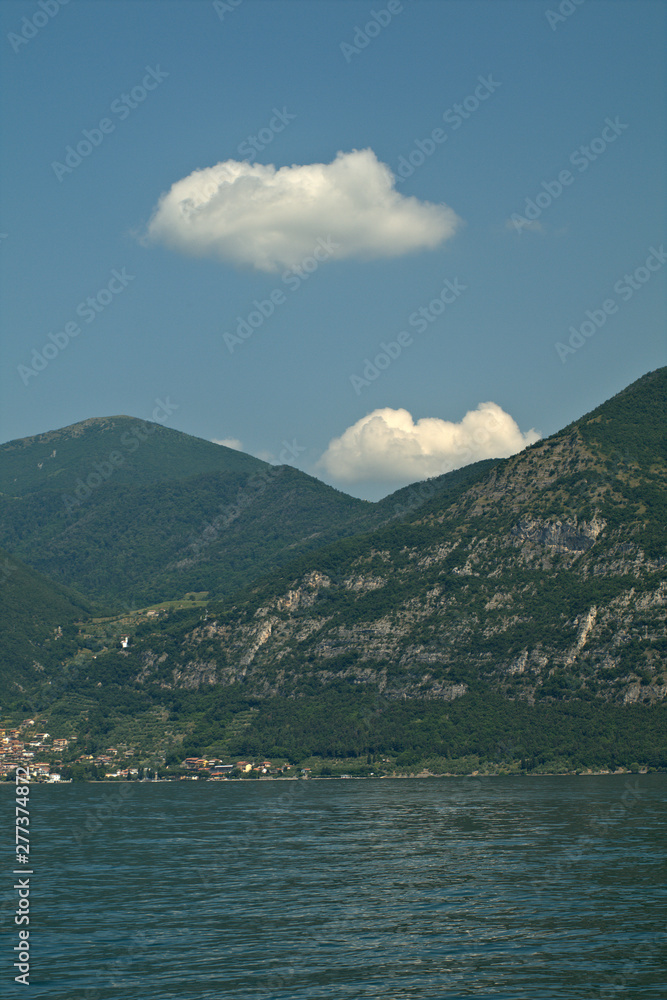 mountains and lake,landscape,summer,tourism,panorama,sky,blue,clouds,white