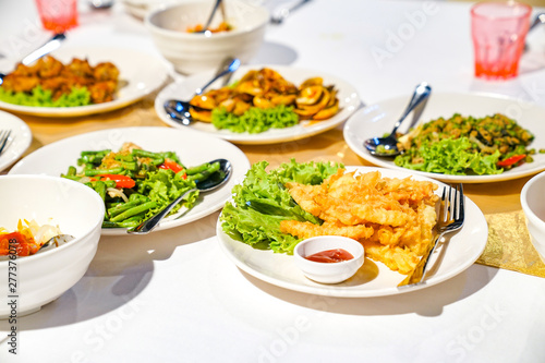 Simple Thai food for lunch or dinner in the restaurant.