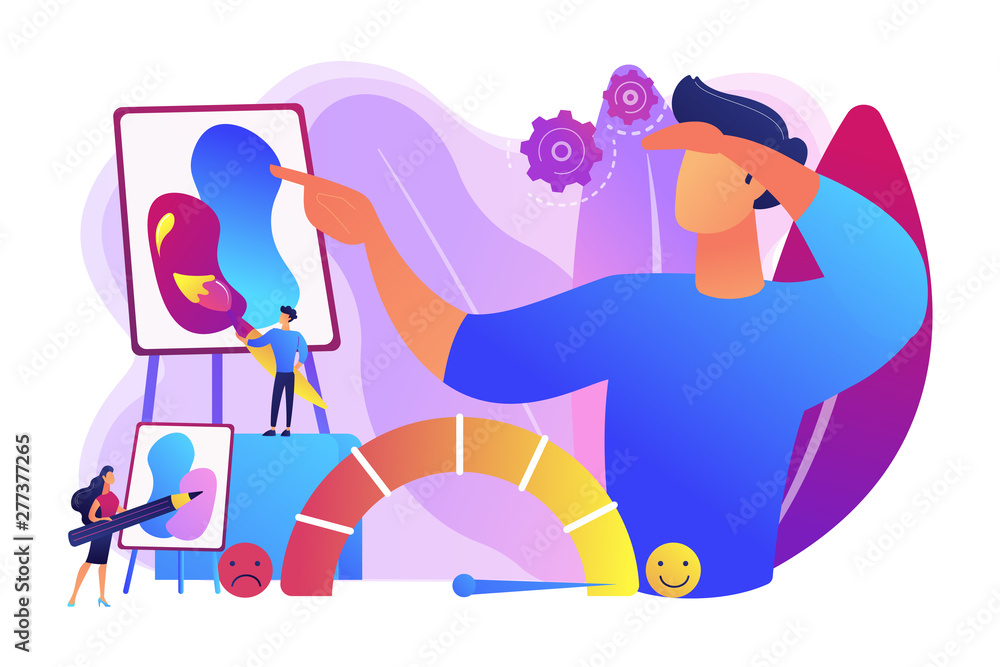 Expressing thoughts and feelings , satisfaction through art. Emotional design, user positive experience, design of client emotions concept. Bright vibrant violet vector isolated illustration Expressing thoughts and feelings , satisfaction through art. Emotional design, user positive experience, design of client emotions concept. Bright vibrant violet vector isolated illustration