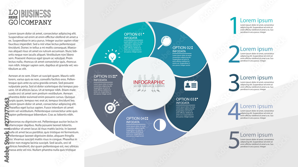Vector abstract element infographics 5 step. Design for business ...
