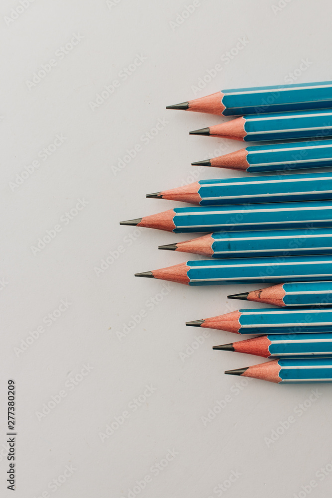 Composition of pencils on white background Composition of pencils on white background