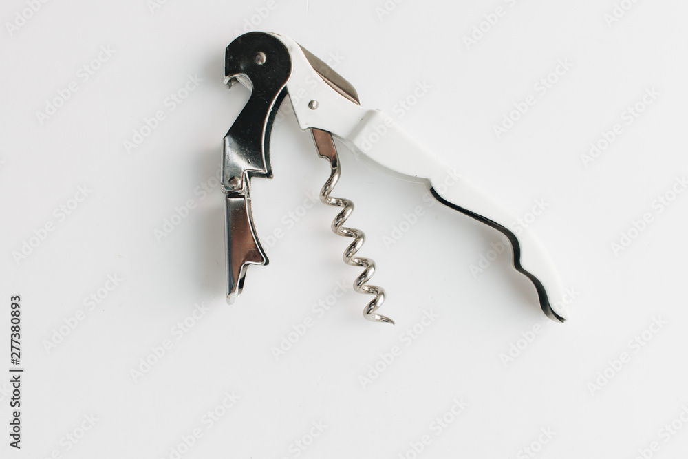 Metal corkscrew on white background Metal corkscrew on white background
