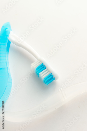 Blue new toothbrush ob white background