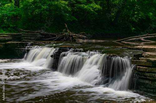 Fototapeta Naklejka Na Ścianę i Meble -  Long Exposure Photo of the Waterfall at Waterfall Glen Forest Preserve in Suburban Lemont Illinois